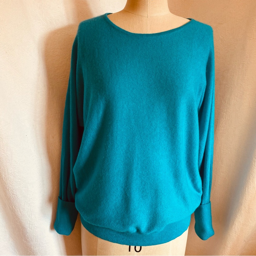 80’s deep teal cashmere sweater. Dolman sleeves. EUC